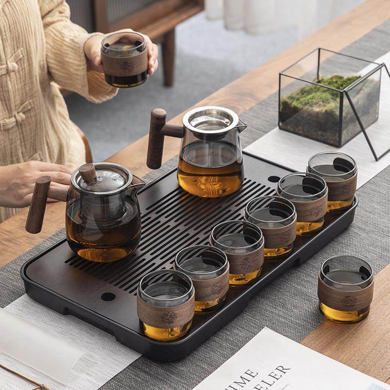 Heat-Resistant Glass Tea Set, Anti-Scalding, Light Luxury, High-End, Elegant, Household Tea Set, Office Kung Fu Tea Set Set