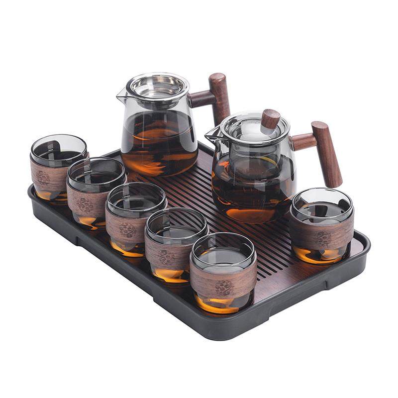 Heat-Resistant Glass Tea Set, Anti-Scalding, Light Luxury, High-End, Elegant, Household Tea Set, Office Kung Fu Tea Set Set
