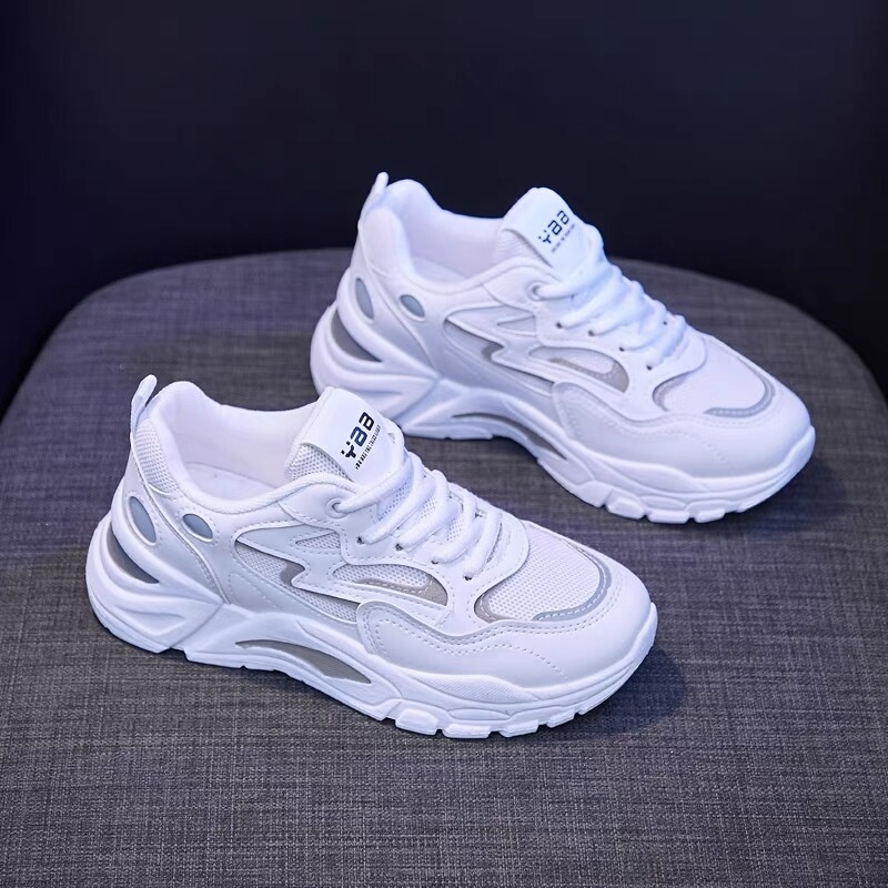 Autumn Women's Shoes New Breathable Mesh Shoes Women's Korean Style Versatile Off-White Shoes Thick-Soled Sneakers Casual Dad Shoes Autumn Women's Shoes New Breathable Mesh Shoes Women's Korean Style Versatile Off-White Shoes Thick-Soled Sneakers Casual Dad Shoes