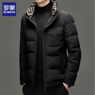 罗蒙羽绒服男士冬季新款商务休闲可拆卸领保暖防寒鸭绒立领外套男