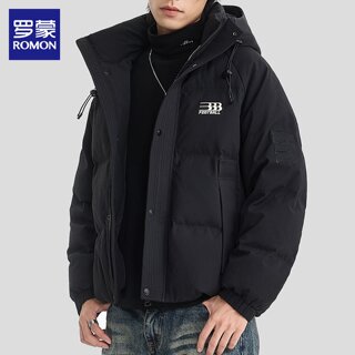 罗蒙高端羽绒服男士冬季保暖加厚防寒服情侣款休闲连帽鸭绒外套男