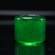 Private collection of antiques and antiques Burmese jadeite ring from old mines a tall ice-covered green ring male thumb