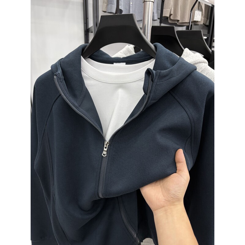 Heavyweight Spring and Autumn Thick Hooded Solid Color Casual Warm Jacket Sports Sweatshirt Zipper Cardigan for Young and Middle-Aged Men Heavyweight Spring and Autumn Thick Hooded Solid Color Casual Warm Jacket Sports Sweatshirt Zipper Cardigan for Young and Middle-Aged Men