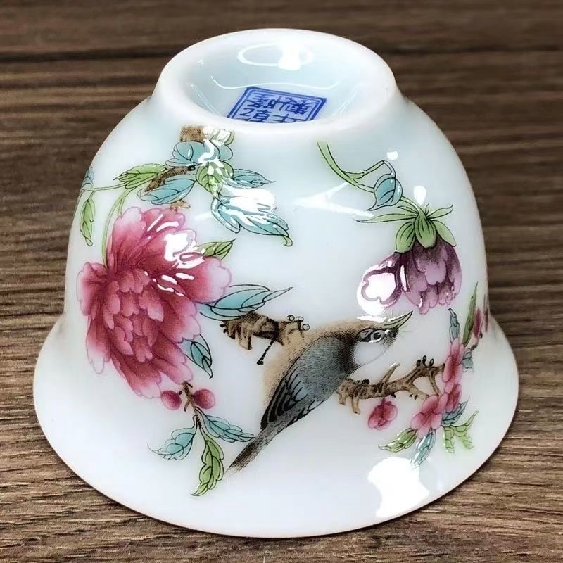 Dry Lon Year Tea Cup Flowers Bird Kongfu Tea Tasting Cup Ceramics Single Powder Color Tea Cup Home Master Cup-Taobao