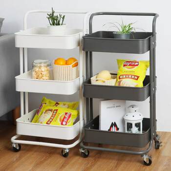 Three-layer movable small trolley home nordic home storage rack kitchen storage rack living room lask storage rack