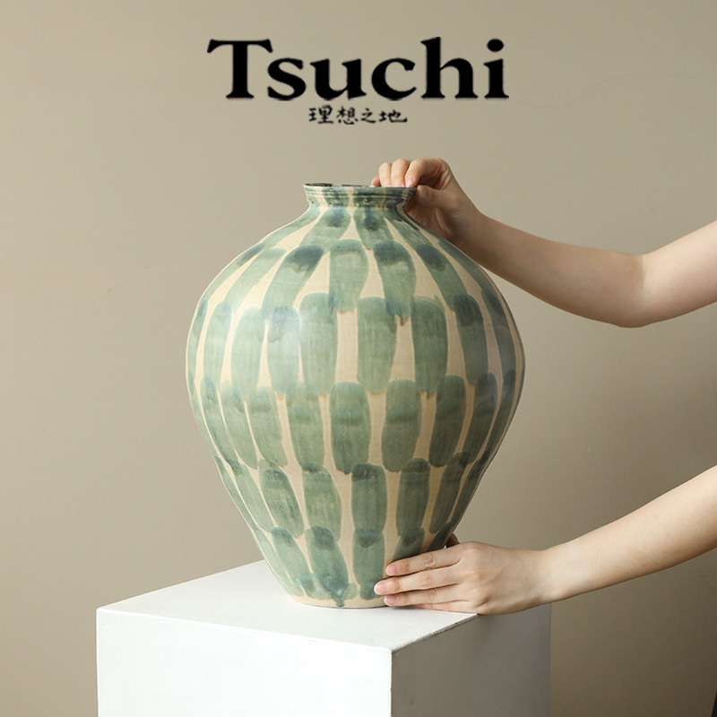 Wabi-Sabi Style Hydroponic Ceramic Vase, Rustic Handmade Feel, Living Room Flower Arrangement Vessel, Vintage High-End Design Ceramic Pot