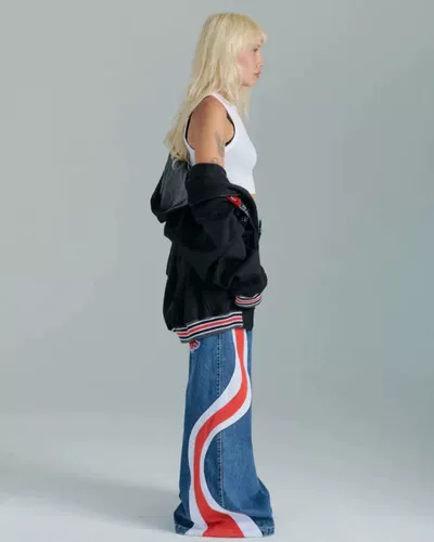 Jnco Backgy Jeans Женщины американские винтажные джинсы с высокой талией h