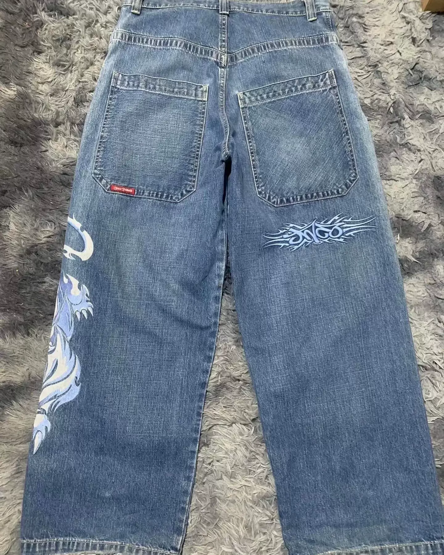 JNCO JEANS Y2K HARAJUKU хип-хоп тигр графика ретро черные