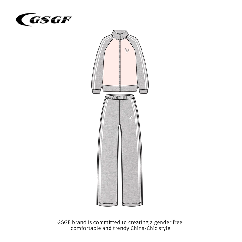 Gsgf Original Casual Sports Style Suit for Women, Zipper Sweatshirt Jacket and Trousers Two-Piece Set for Autumn and Winter Sports Wear