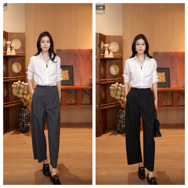 Shijie Sj - Luxurious and Simple Wool Trousers, the King of Trousers! 【Try on Size S, Length Starting from 88cm】 Yrh030301@