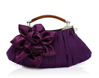 Purple Ladies' Satin Wedding Evening Bag Clutch Handbag Brid
