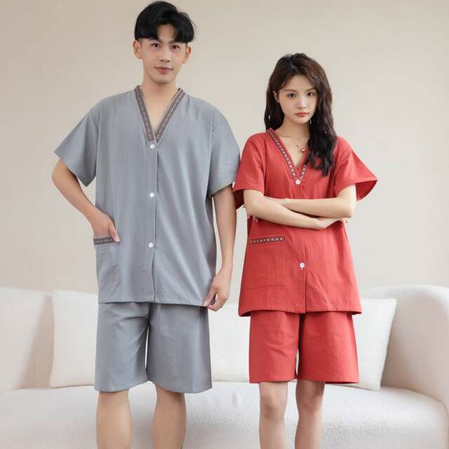 Moxibustion suit for women, pure cotton front and back cardigan, special TCM physiotherapy suit with back buckle, head therapy massage, steaming and fumigation suit