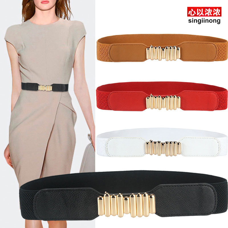 Black Belt Jacket for Women, Autumn and Winter Accessories, Elastic Waistband, Versatile Decorative Belt for Suits, Dresses, Coats, Leather Belt
