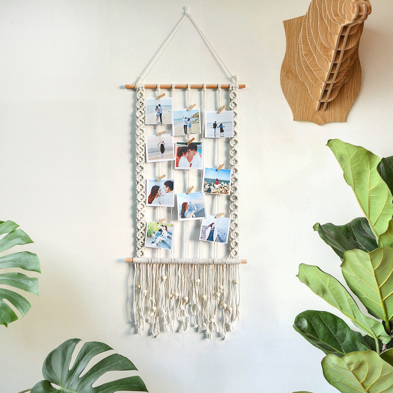 New Nordic Style Photo Wall Decoration Wall Hanging Hand-Woven Tapestry Photo Clip Photo Frame Hanger Bohemian Style
