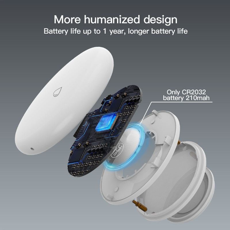 Himojo Water Immersion Sensor Tuya Wireless Water Sensor Leakage Detection Alarm Zigbee Water Level Alarm