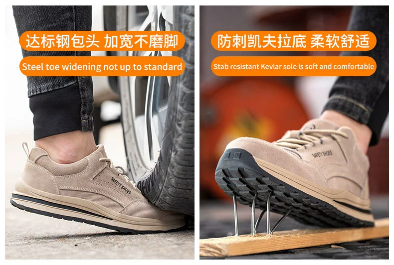 Genuine leather labor protection shoes, steel toe caps, anti-smash, anti-puncture work shoes, wear-resistant, high temperature resistant, anti-slip, anti-odor, welder protective shoes