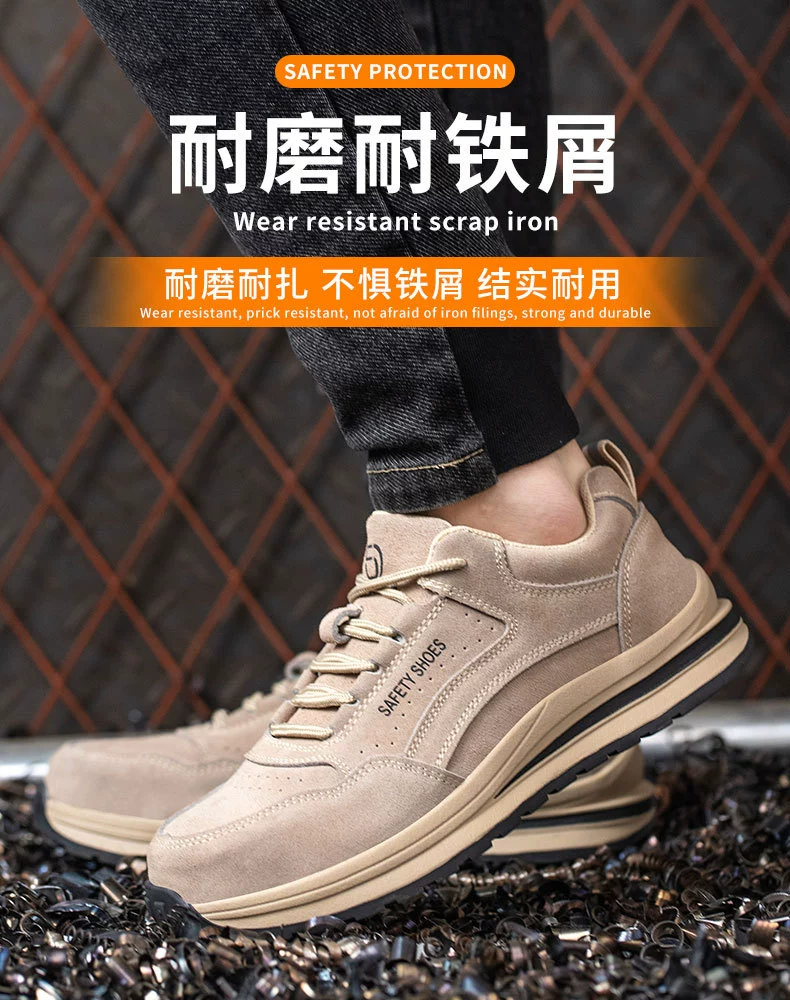 Genuine leather labor protection shoes, steel toe caps, anti-smash, anti-puncture work shoes, wear-resistant, high temperature resistant, anti-slip, anti-odor, welder protective shoes