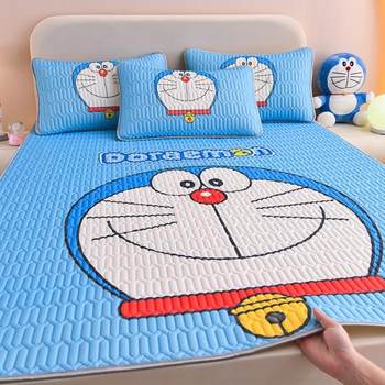 Doraemon latex mat summer three-piece set ice silk air conditioning mat washable children's single dormitory bed sheet