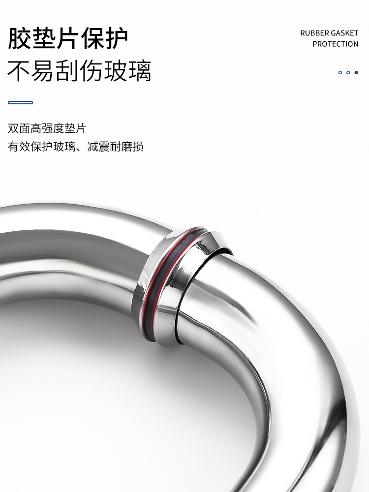 Glass Door Handle 304 Stainless Steel Copper Core Thickened Shower Room Handle Bathroom Toilet Sliding Door Handle L-Shaped