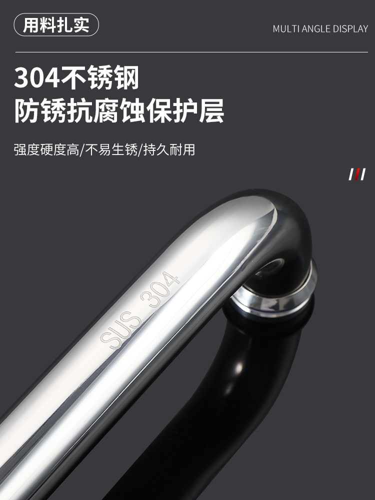 Bathroom Tempered Glass Door Handle Stainless Steel Shower Room Door Handle Bathroom Sliding Door 304 Copper Core Handle