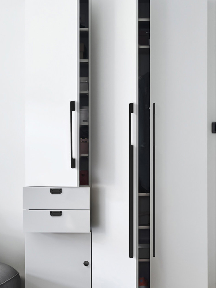 American-Style Black Extended Cabinet Door Handle, Modern Minimalist Drawer Cabinet Extra-Long Wardrobe Door Handle, Aluminum Alloy 1.0m
