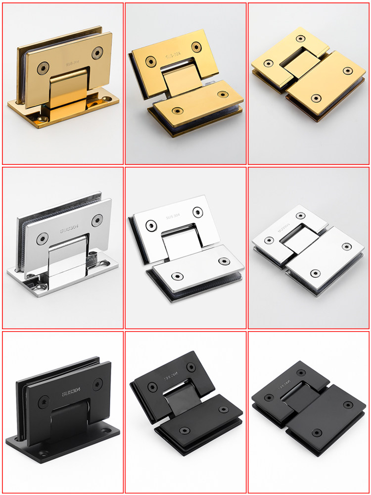 Thickened 304 Stainless Steel 90-Degree Bathroom Hinge for Shower Room, Matte Black Glass Door Hinge, 180-Degree Folding Hinge
