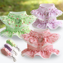 Cute dog and cat pet clothing harness traction lace Teddy Bichon spring summer and autumn dog walking supplies