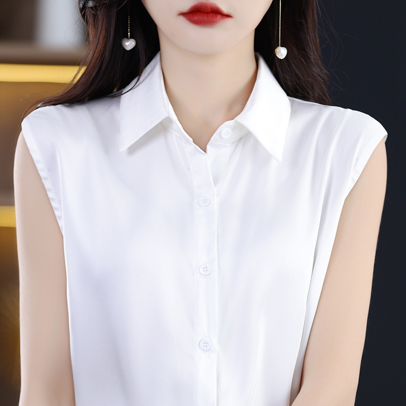 Spring and Summer New Sleeveless Shirt for Women, Polo Collar, Lapel, Suitable for Pairing with Suits, T-Shirt, Shirt, Base Layer, Stylish Tank Top