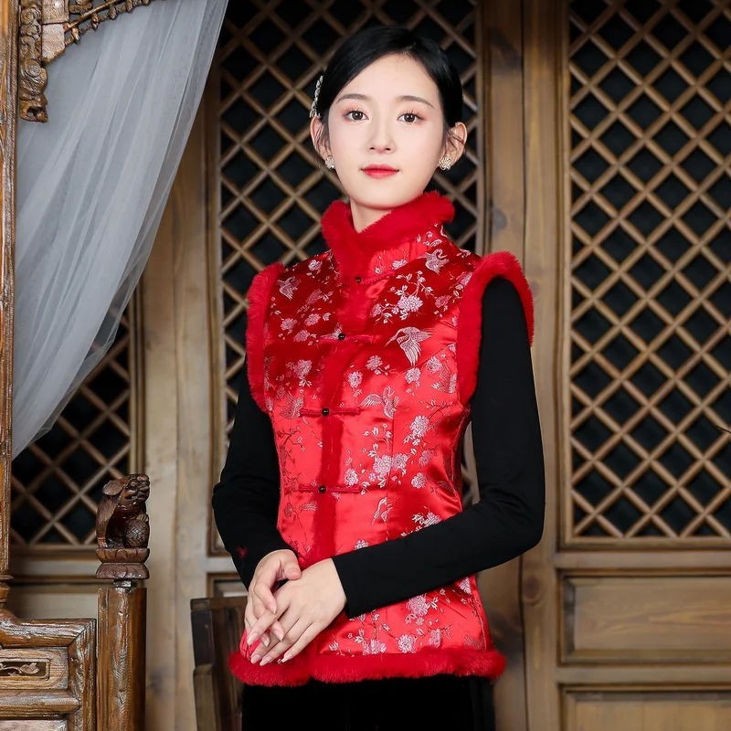 Chinese New Year's Chinatown Chinese style qipao small padded jacket Chinese style windy winter hanfu red blouses retro disc Christmas-Taobao
