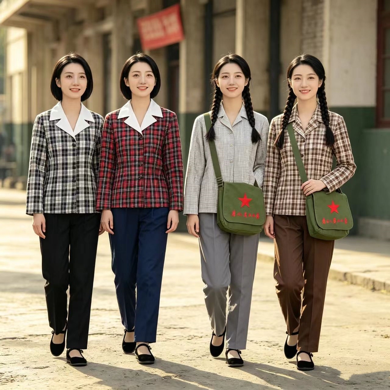 80S Nostalgic Adult Rural Countryside Girl,知青 Kids, Farmers, Workers, Countryside Experience, 1970S Reform and Opening-Up Performance Costumes