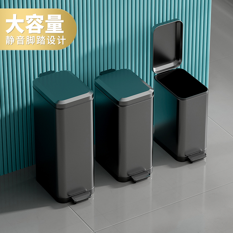 Trash Can for Home Use 2026 New Model, Large Capacity for Bathroom, Narrow Space with Lid, Stainless Steel, Living Room, Kitchen, Light Luxury