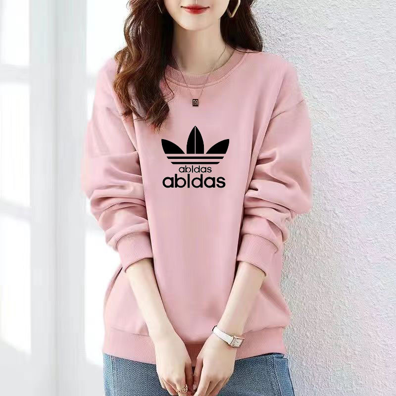 Dynamic Clover High-Quality Regular Sweatshirt for Women, Loose and Simple Cherry Blossom Pink Casual Sports Top