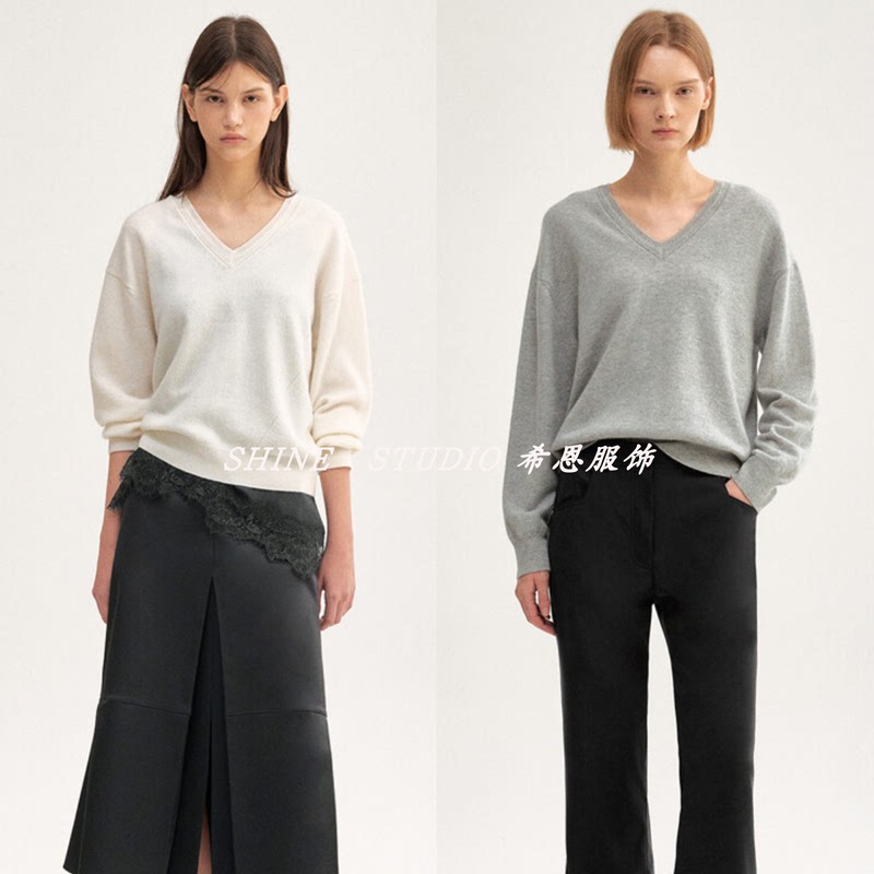 Korean Style Tim~ Versatile Slimming Solid Color V-Neck Sweater~ Stylish Pullover Knitwear Long Sleeve Casual Ktoc23W Korean Style Tim~ Versatile Slimming Solid Color V-Neck Sweater~ Stylish Pullover Knitwear Long Sleeve Casual Ktoc23W