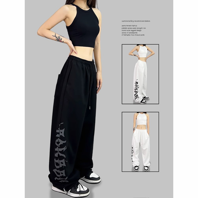 British Dhwa Jazz Print Pants for Women 2026 Spring and Autumn New Casual Versatile Street Dance Trendy Brand Sports Sweatpants