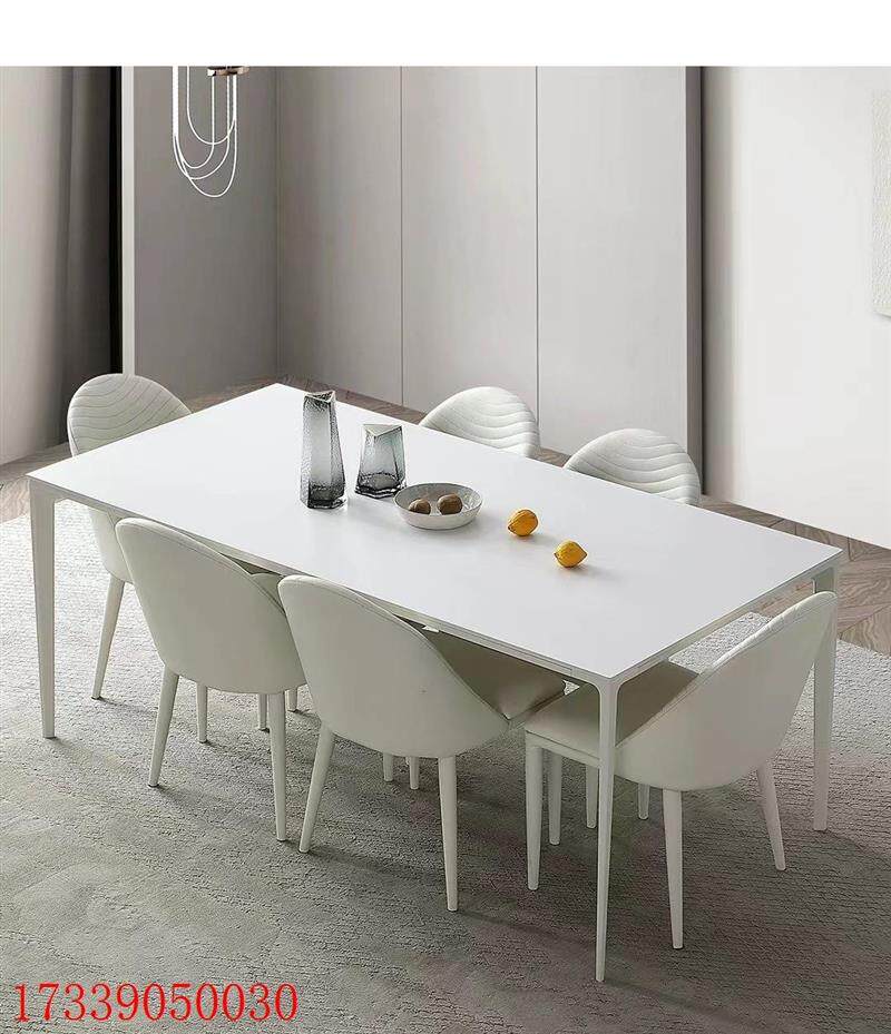Pure White Cream Wind Degli Feng Rock Board Dining Table And Chairs Minima Home Small Family Aluminium Alloy Hotel Dining Table-Taobao