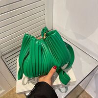 Fashion Pleated Crossbody Handbags PU Leather Women Solid Co