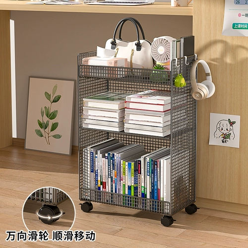 Стеллаж для хранения на столе, полка для хранения, тележка на колесиках для старшеклассников, которую можно поставить под стол для хранения книг и сумок, шкаф со шкивом