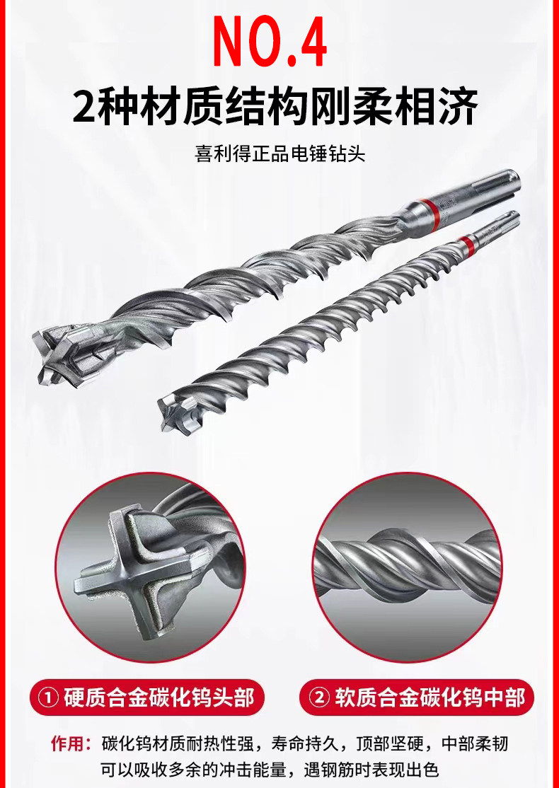Свёрло по дереву 德国进口喜利得电锤钻钻头te-cx系列碳化钨合金冲击圆柄四刃钻头 Hilti