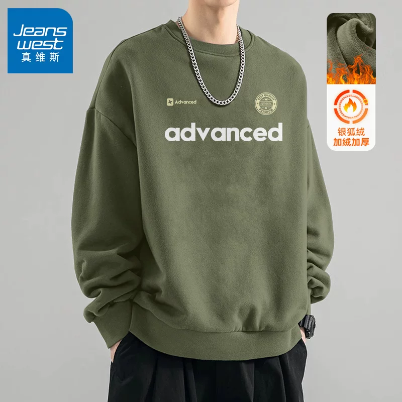 Осенняя толстовка, тонкий ретро long-sleeve, американский стиль, оверсайз