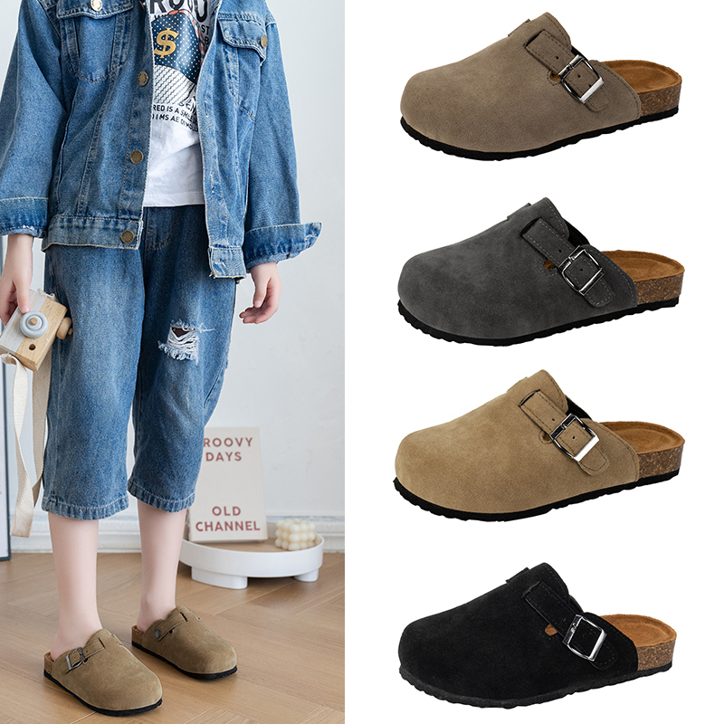 Children's Slippers 2025 New Spring and Autumn Closed-Toe Half Slippers Boys' Non-Slip Outdoor Cotton Slippers Girls' Birkenstock-Style Shoes Girls