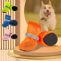 Pet Comfortable Mesh Shoes Teddy Pomeranian Small and Medium-Sized Dog Running Elastic Shoes Breathable, Soft and Easy to Wear to Prevent Falling Off Four Pack