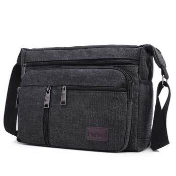 New casual men's bag shoulder bag men's simple new men's crossbody bag canvas bag horizontal tool bag