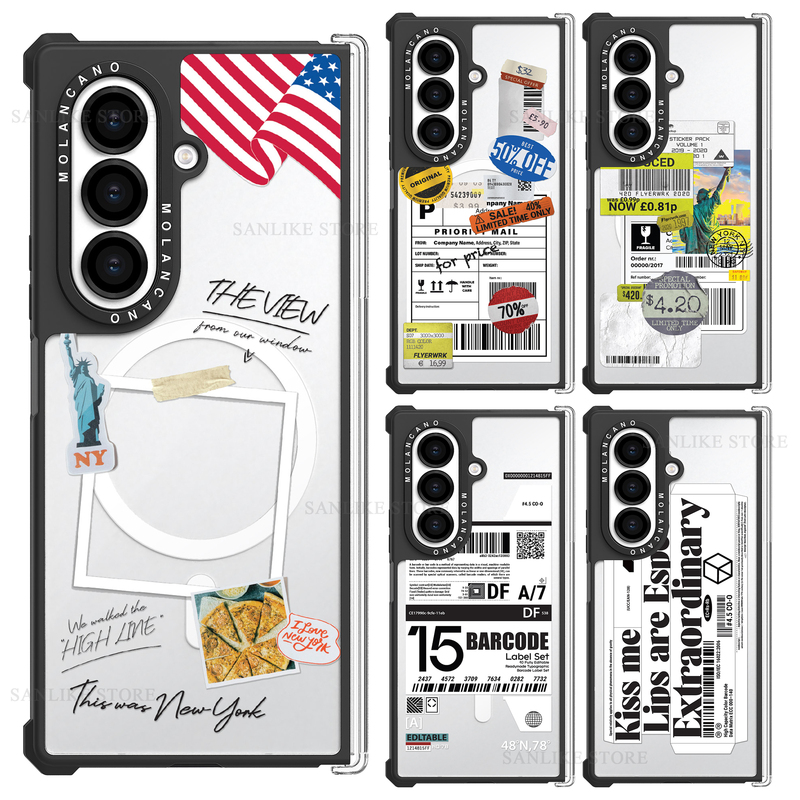 Korean Molancano Samsung Galaxy Z Fold7 Phone Case 8Ultra Foldable Screen Central Axis Hinge Protective Cover International Code High-End Simple Transparent Lightweight Anti-Drop Magnetic Case