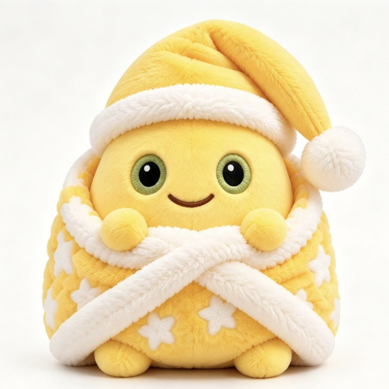 Milk and Egg Doll, Cute Yellow Water Drop Doll with Nightcap, Holding Small Pillow, Plush Toy, Birthday Gift for Girls Milk and Egg Doll, Cute Yellow Water Drop Doll with Nightcap, Holding Small Pillow, Plush Toy, Birthday Gift for Girls