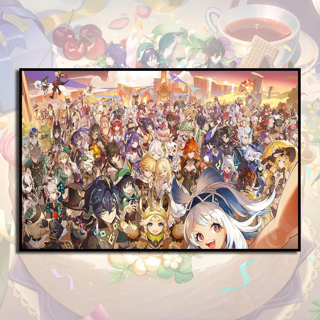 原神4周年大合照DIY数字油画手绘填色油彩装饰画休闲解压送朋友