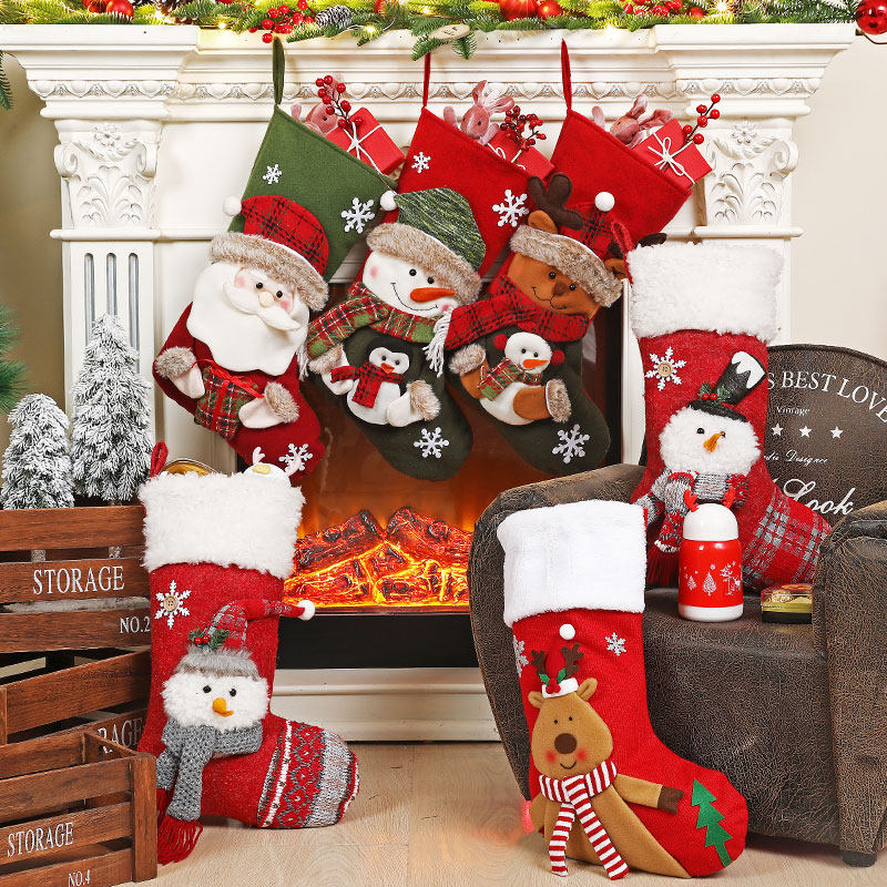 Christmas Decorations Socks Snowman Big Number Seniors Gift Socks Christmas Safety Night Cartoon Gift Bags Elk Christmas Socks Pendant-Taobao