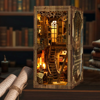 Hot retro book collection room wooden assembled book stand diy hut graduation season birthday gift for men and women