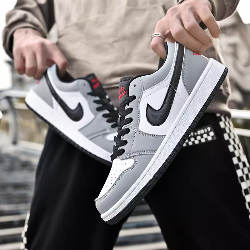 Aj Men's Shoes White Black Gray Unisex Low-Top Dunk Sneakers Couple Student Sports White Shoes Aj1Low Women's Shoes Aj Men's Shoes White Black Gray Unisex Low-Top Dunk Sneakers Couple Student Sports White Shoes Aj1Low Women's Shoes