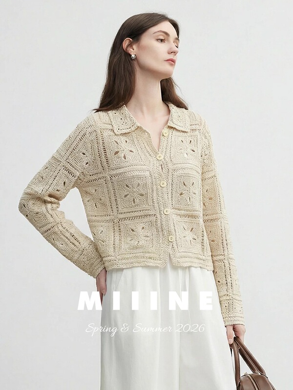 Counter-Quality! Hand-Crocheted Original Linen Series! Hollow-Out Knit Cardigan
