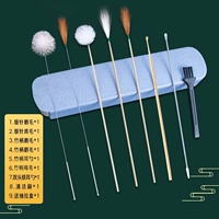 Серебряная игла/бамбуковая ручка набора ушей + коробка для хранения/9 кусочков